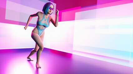 a sporty modern woman doing gymnastics. 3d rendering