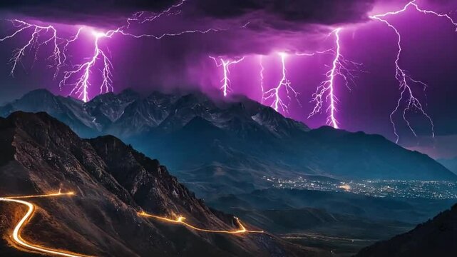 Electric sky close-up - Extreme lightning bolts and dark storm clouds in 4K