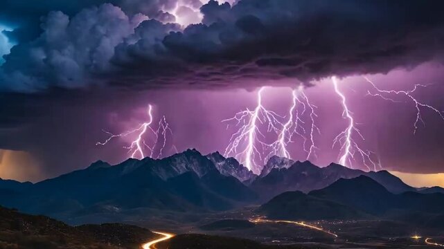 4K Lightning Storm - Mountain Thunderstorm Background Video Loop