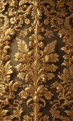 Golden damask floral background  Intricate leaf & flower motifs , luxury design, floral, gold patterns