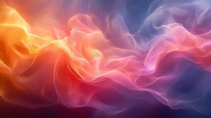 Ethereal waves swirl, blending orange, red, pink, purple, and blue in a dreamy abstract design
