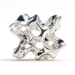 Sleek Silver Abstract Sculpture Modern Art Design