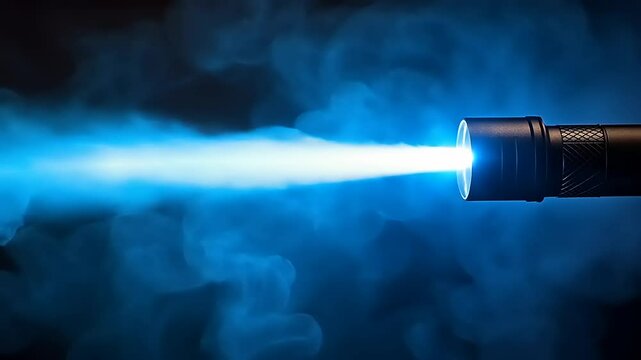 Mysterious Blue Light Beam emanating from a Modern Tactical Flashlight