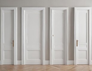 Stylish white wooden doors showcase diverse open/closed states  Perfect for interior design projects , white doors,  door set,  furniture