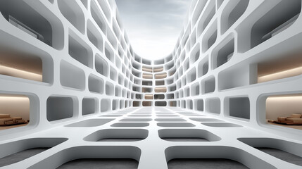 Obraz premium 静寂な構造体 差し込む光と影