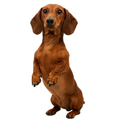 Portrait of a Dachshund standing on his hind legs, dog breeds