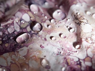 Close-up view of textured fabric with water droplets.