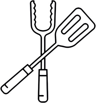 crossed barbecue tools outline clip art preview