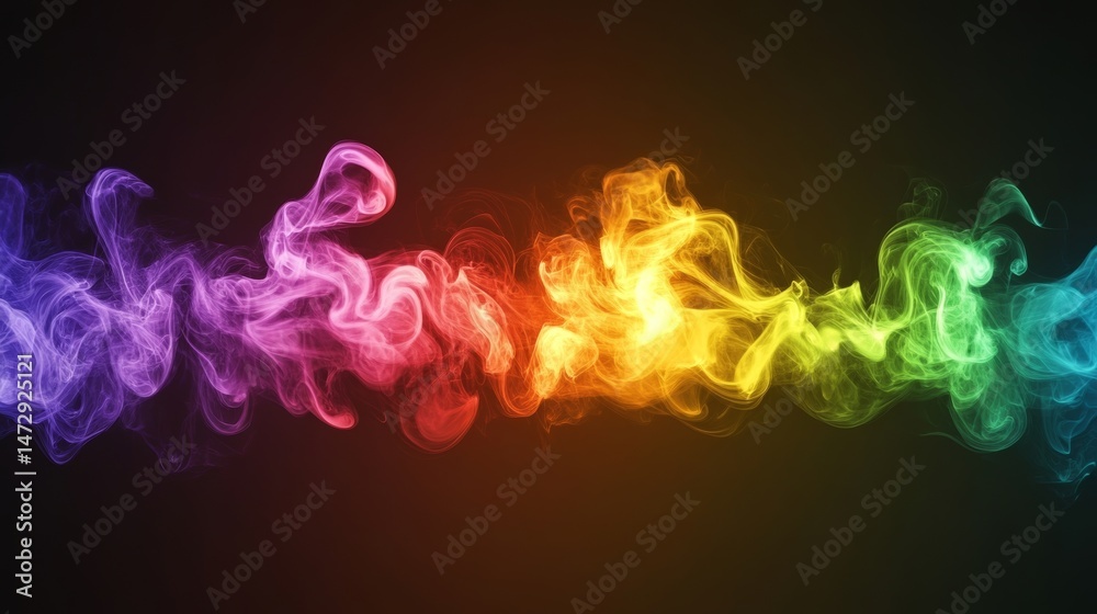 Poster abstract waves of color flow dynamically over a black background image