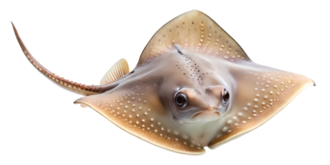 Portrait of a cute stingray with light brown and white speckled pattern