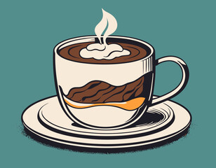 vintage illustration of coffee for breakfast Graphic Design for T shirt Street Wear and Urban Style