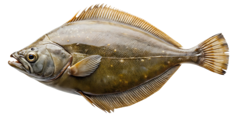 Detailed Image of a Pacific Halibut Against a Plain transparent background