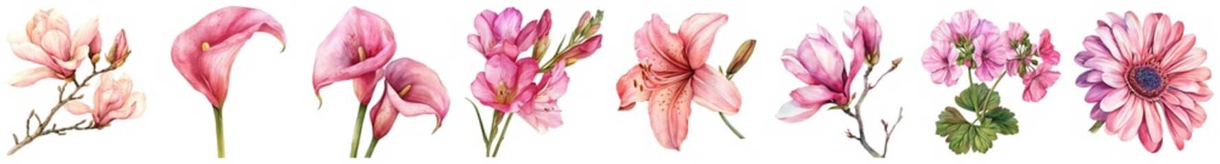 Delicate Floral Border with Soft Pink and White Blooms for Elegant Design Projects