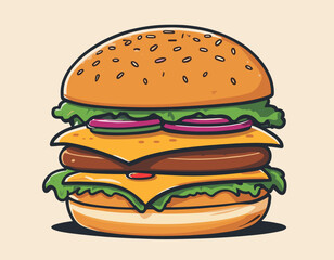 cartoon character of burger Graphic Design for T shirt Street Wear and Urban Style