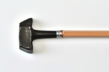 Minimalist poster design showing hammer morphing into a pencil white background clean lines symbolic message for World Day Against Child Labour awareness