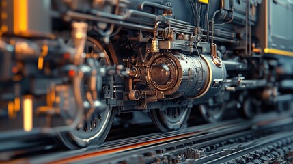 Fototapeta premium Close-up of a Vintage Train's Mechanical Details, Intricate Gears and Wheels