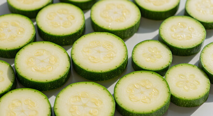 Fresh Zucchini Slices Showcase Healthy Eating and Vibrant Color