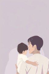 Obraz premium Illustration of father and her son daughter father day background wallpaper poster
