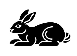 Obraz premium Black rabbit icon resting in a minimalist style