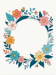hand drawn floral wreath, vector illustration