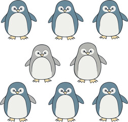 Obraz premium Cute hand drawn penguins set
