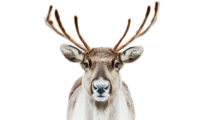  Realistic photograph of a reindeer on a transparent background, front view.