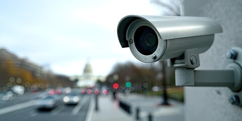 Naklejka premium government surveillance state concept with big brother cameras