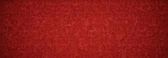 Fototapeta premium Vintage red damask flock wallpaper, retro design, art, shabby chic