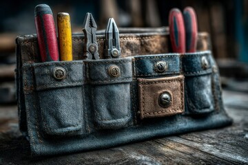 Tool Belt with Essential Hand Tools for DIY Projects and Repairs