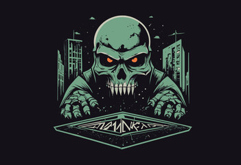 Aesthetic illustration of Doomsday t shirt design, vector graphic, typographic poster or tshirts street wear and Urban style