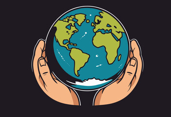 Retro Poster cartoon character of earth Graphic Design for T shirt Street Wear and Urban Style