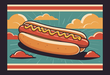 Retro Poster illustration of hotdog Graphic Design for T shirt streetwear and urban style
