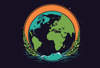 Vintage illustration of EARTH t shirt design, vector graphic, typographic poster or tshirts street wear and Urban style