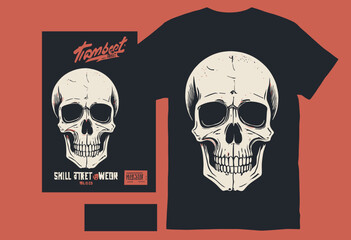 Skull retro poster and graphic design for t shirt street wear