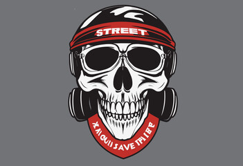 Skull retro poster and graphic design for t shirt street wear