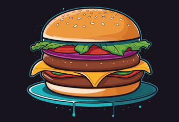 cartoon character of beef burger Graphic Design for T shirt Street Wear and Urban Style