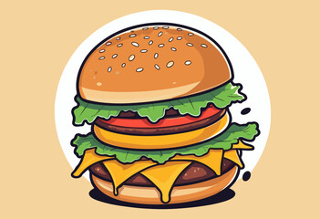 cartoon character of beef burger Graphic Design for T shirt Street Wear and Urban Style