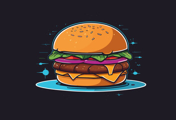 cartoon character of beef burger Graphic Design for T shirt Street Wear and Urban Style
