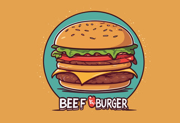 cartoon character of beef burger Graphic Design for T shirt Street Wear and Urban Style
