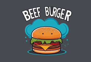 cartoon character of beef burger Graphic Design for T shirt Street Wear and Urban Style