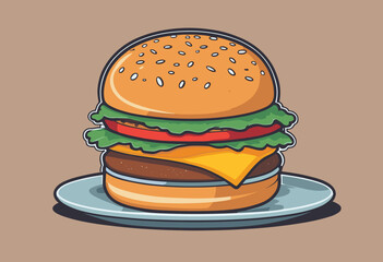 cartoon character of beef burger Graphic Design for T shirt Street Wear and Urban Style