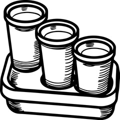 Coffee shop menu glyph icons, SVG with clean lines. Black and White Sketch of a Hot Cup of Coffee Drink