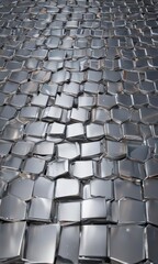 Reflective silver geometric grid, polished metallic texture,  texture,  architecture