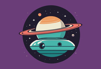 cartoon character of saturn planet Graphic Design for T shirt Street Wear and Urban Style © mjonb 