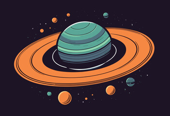 cartoon character of saturn planet Graphic Design for T shirt Street Wear and Urban Style © mjonb 