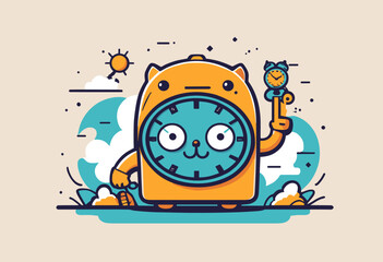 cartoon character of time Graphic Design for T shirt Street Wear and Urban Style