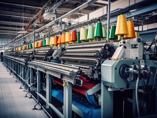 Naklejka premium Textile manufacturing production line