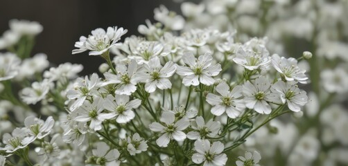 Delicate gypsophila blooms, tiny white petals, close-up view ,  bloom,  light