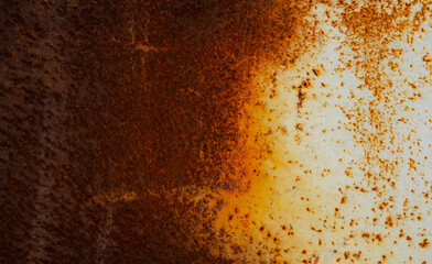 Rusty planet: Horizontal view of a damaged metallic landscape. Ideal for vintage, industrial, or sci-fi projects.