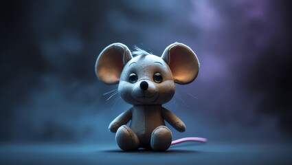Adorable Plush Mouse Toy in a Dreamlike Setting